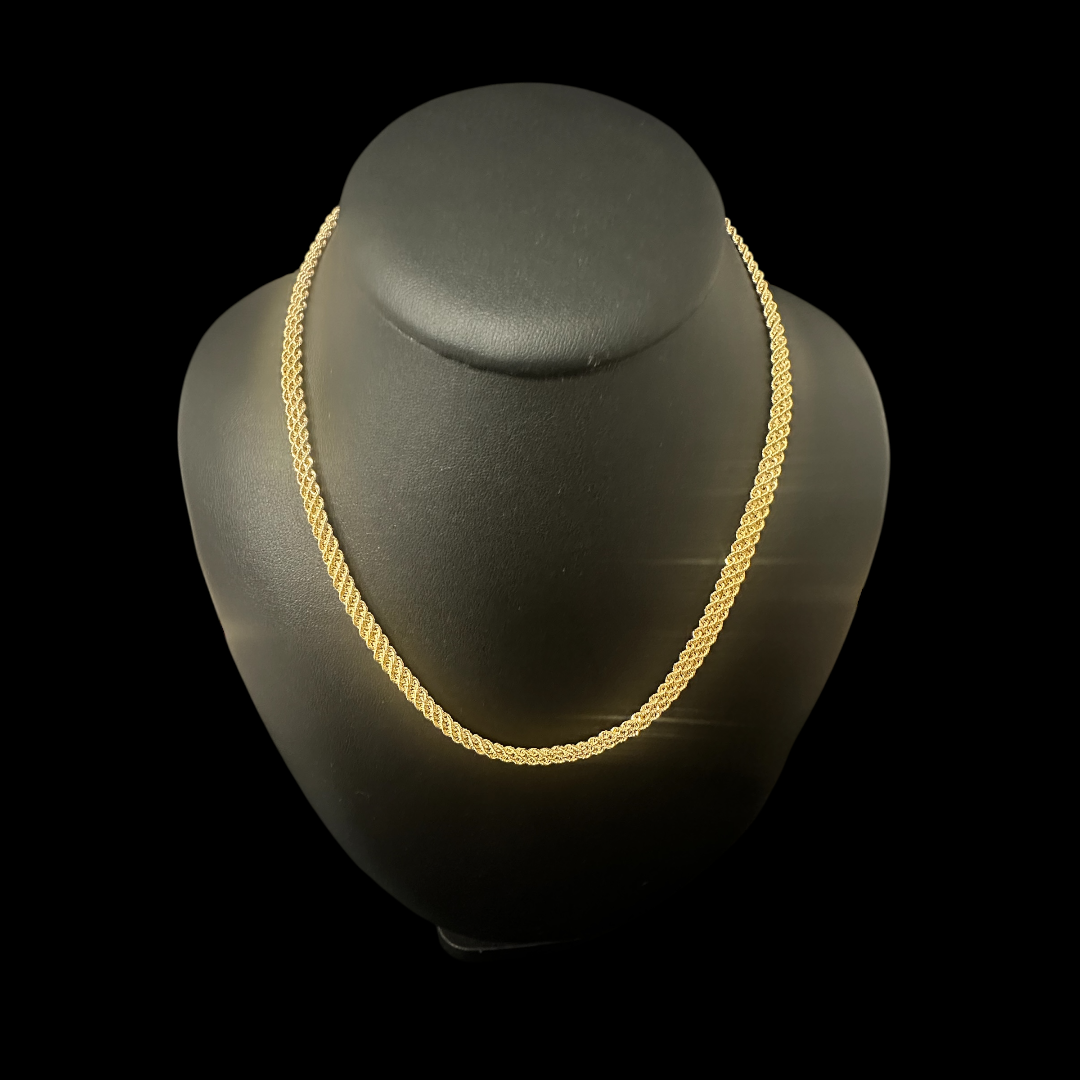 COLLIER MAILLE TORSADE 3 RANG  OR 18k