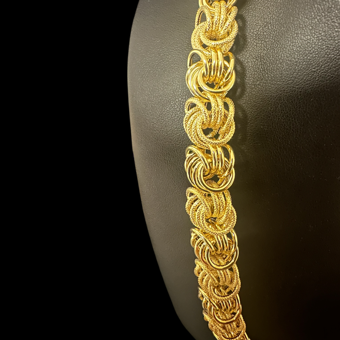 COLLIER MAILLE MACARON LISSE / PIQUE OR 18k