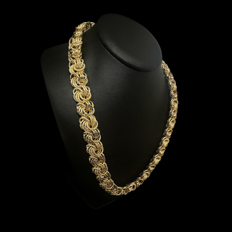 Collier maille macaron lisse&piqué or 750/ml