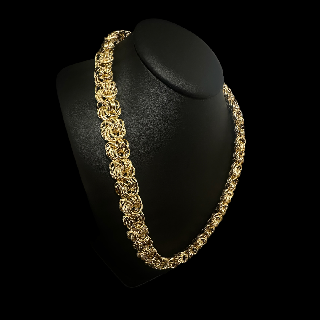 COLLIER MAILLE MACARON LISSE / PIQUE OR 18k