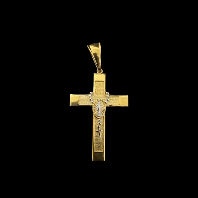 PENDENTIF CROIX CHAPELET OR 750/ml