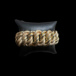 BRACELET MAILLE AMÉRICAINE LISSE ET PIQUÉ OR 750/ml