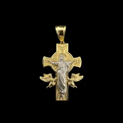 PENDENTIF CROIX ANGE OR 750/ml