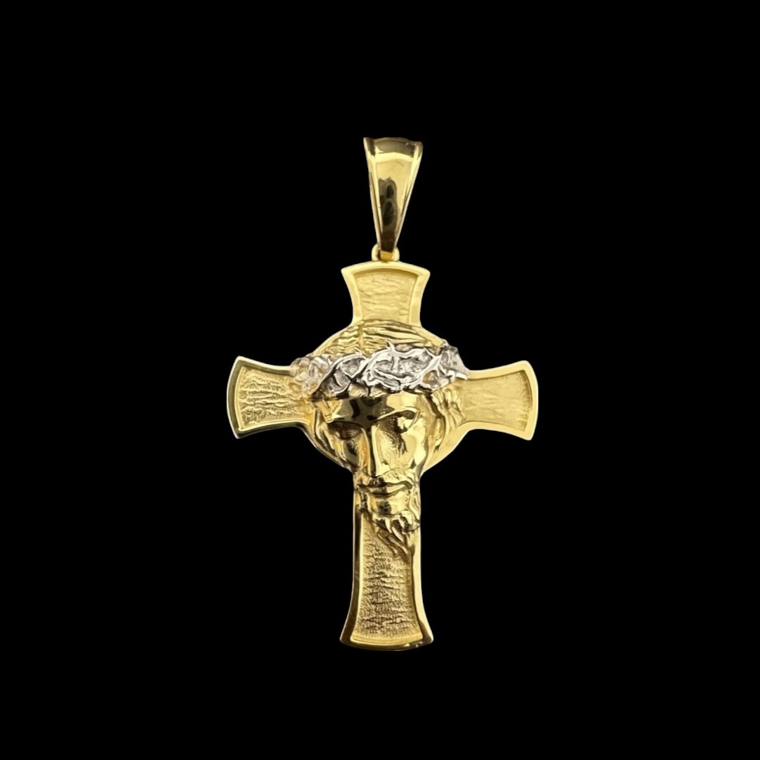 PENDENTIF CROIX TÊTE DE CHRIST - 2OR 18k