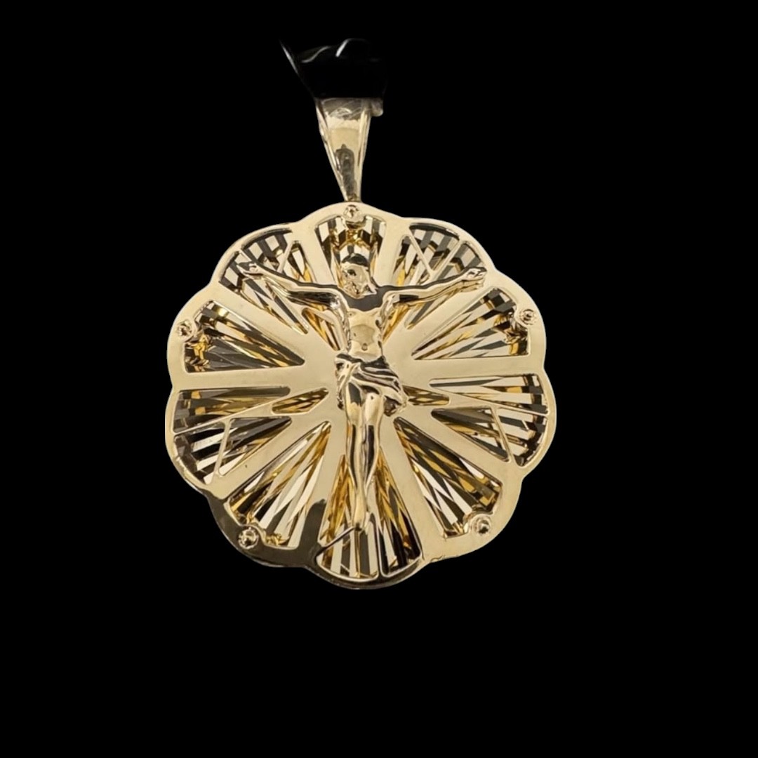 PENDENTIF CERCLE CHRIST OR 18k