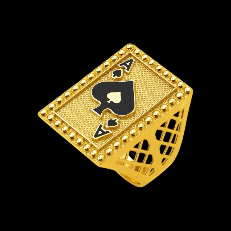 CHEVALIERE AS DE PIQUE EN OR 18k