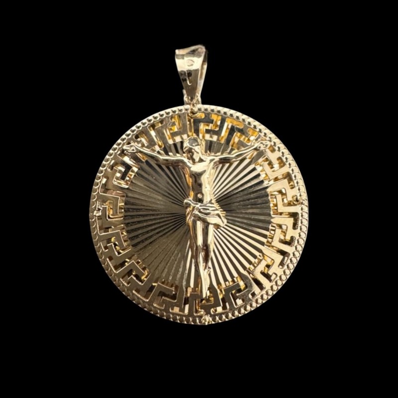 PENDENTIF CERCLE AVEC CHRIST OR 18k