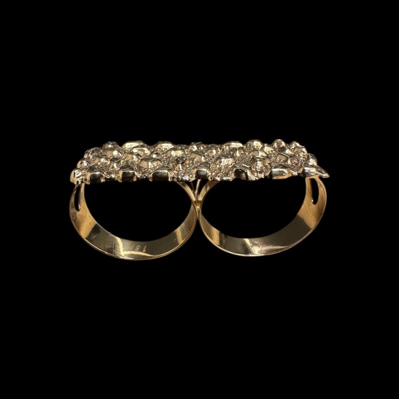 BAGUE DOUBLE DOIGT PÉPITE OR 18k