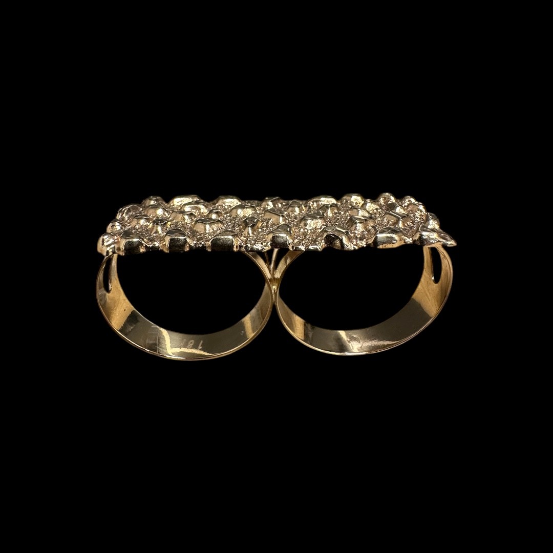 BAGUE DOUBLE DOIGT PÉPITE OR 18k