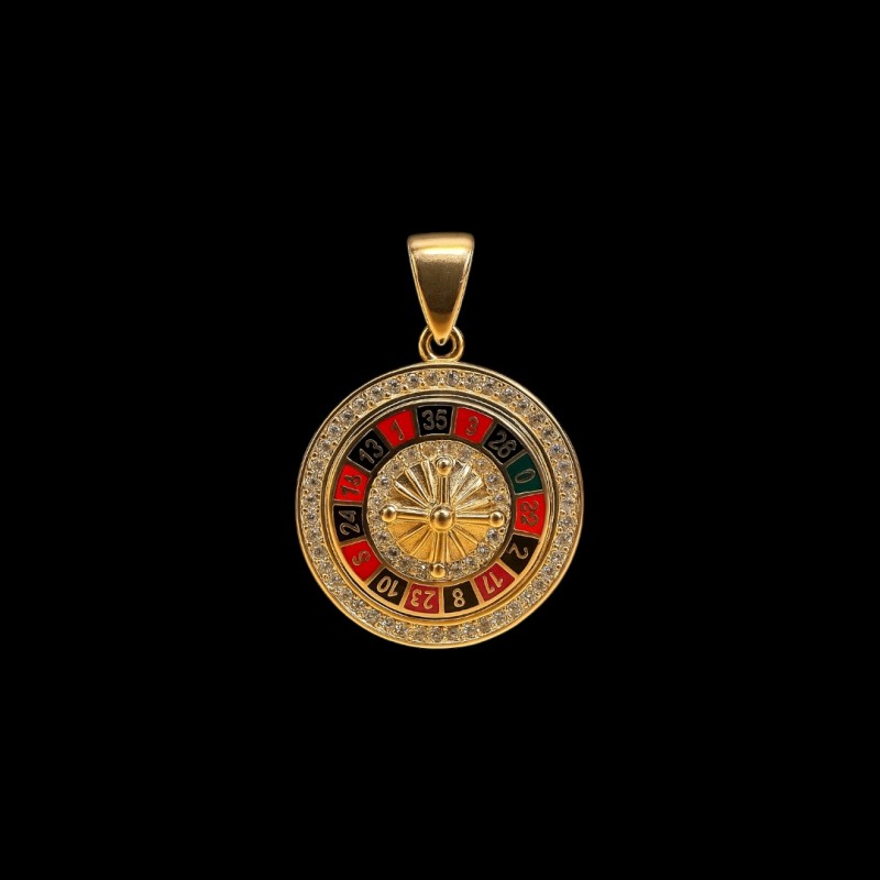PENDENTIF ROULETTE CASINO OR 18k