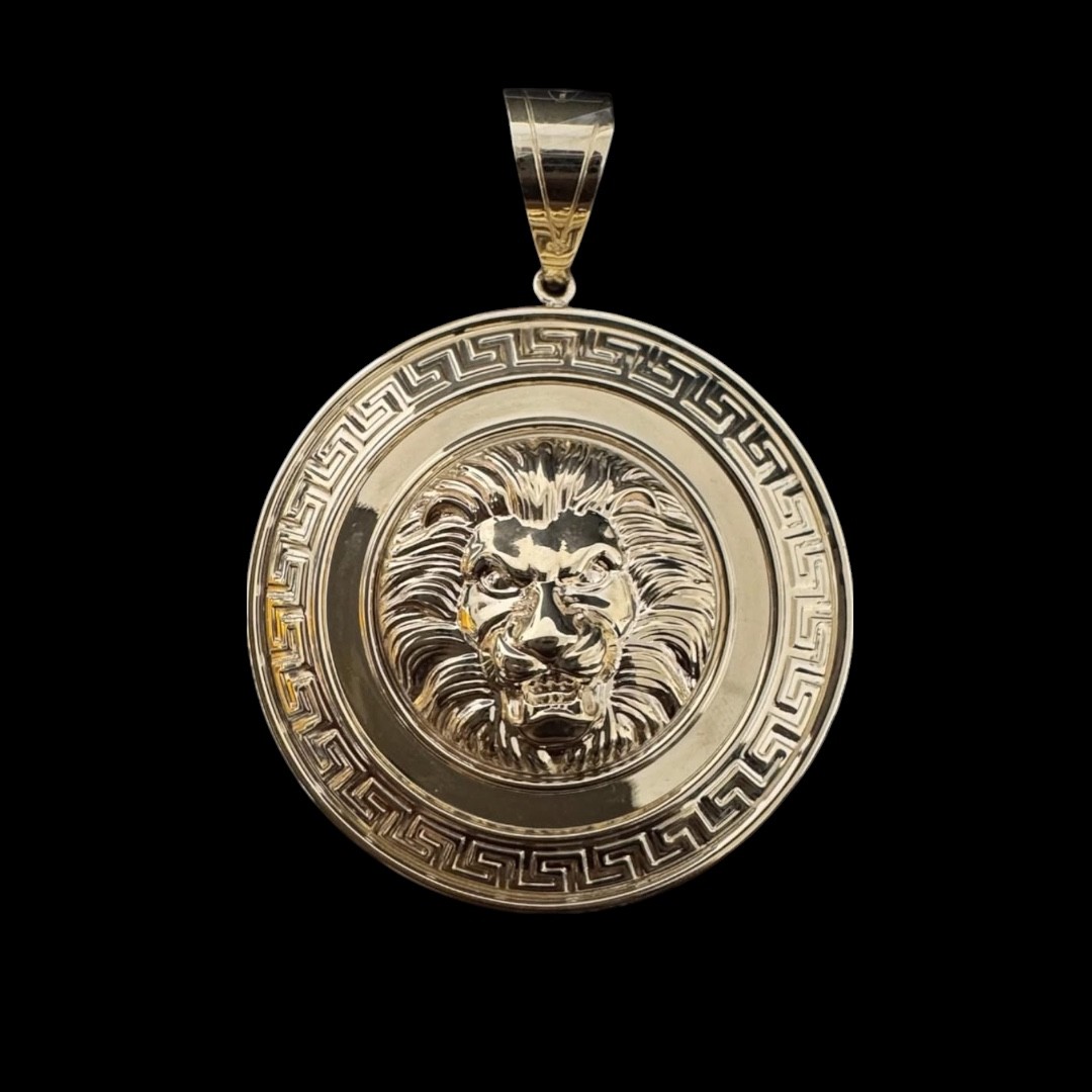 PENDENTIF CERCLE TETE DE LION OR 18k
