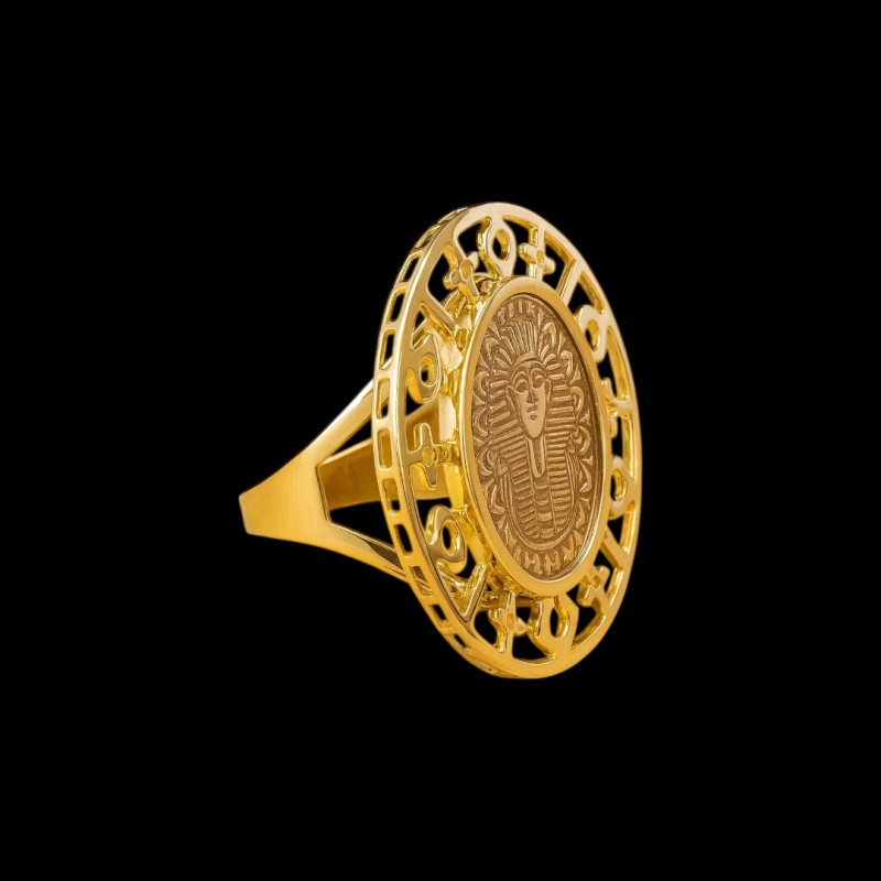 CHEVALIERE PORTE PIÈCE PHARAON OR 18k