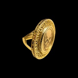 CHEVALIERE PORTE PIÈCE TÊTE DE MORT OR 18k