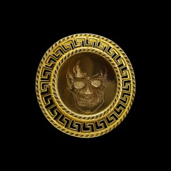 CHEVALIERE PORTE PIÈCE TÊTE DE MORT OR 18k