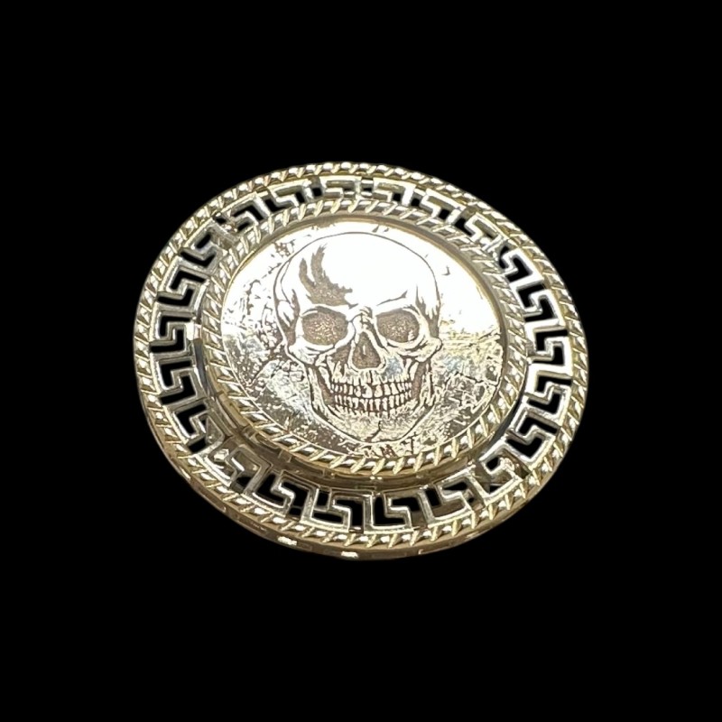 CHEVALIERE PORTE PIÈCE TÊTE DE MORT OR 18k