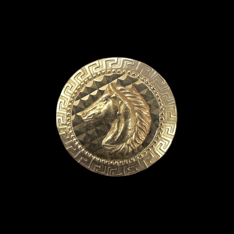 CHEVALIÈRE RONDE TÊTE DE CHEVAL OR 18k