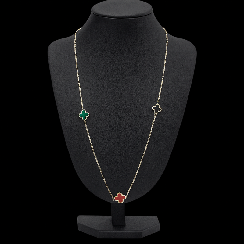 COLLIER MAILLE FORCAT ET TREFLE OR 18k