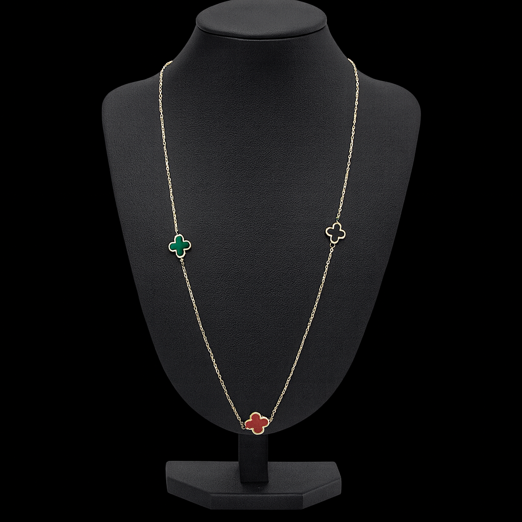 COLLIER MAILLE FORCAT ET TREFLE OR 18k