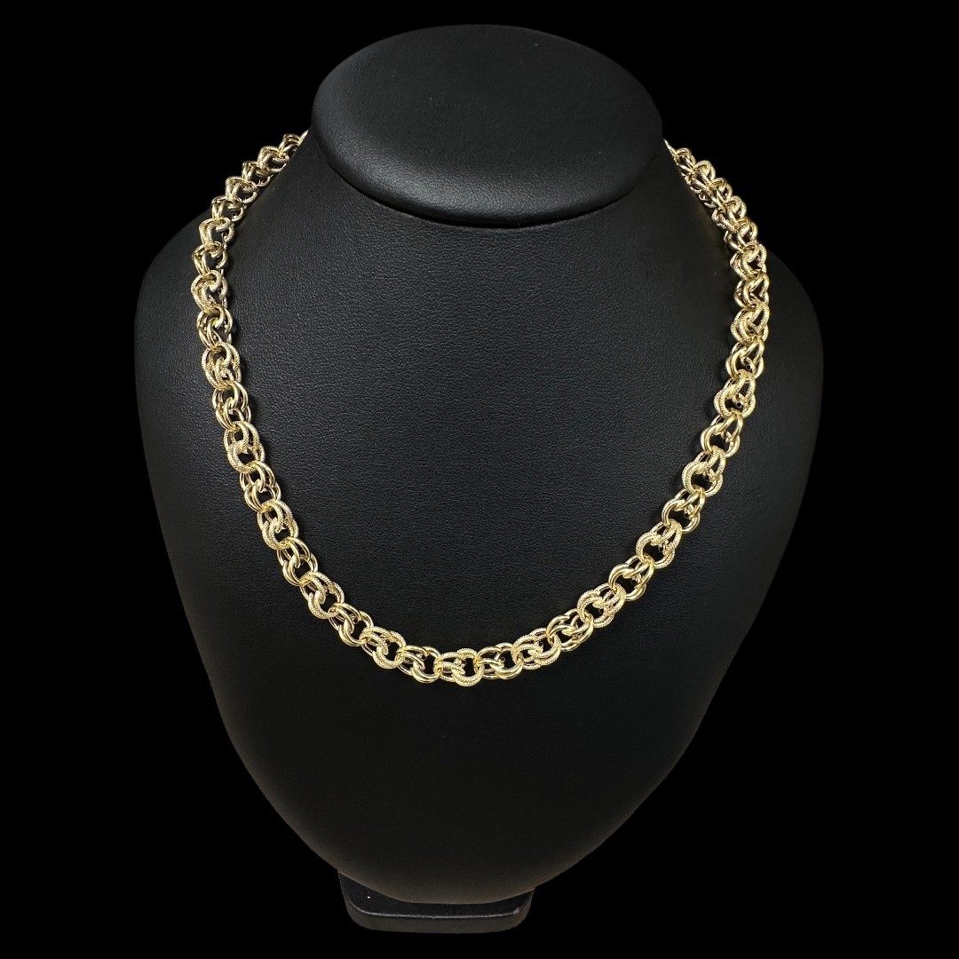 COLLIER MAILLE GROS SIROP -50cm- OR 18k