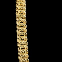 COLLIER MAILLE AMERICAINE LISSE & PIQUÉ -12mm- OR 18k