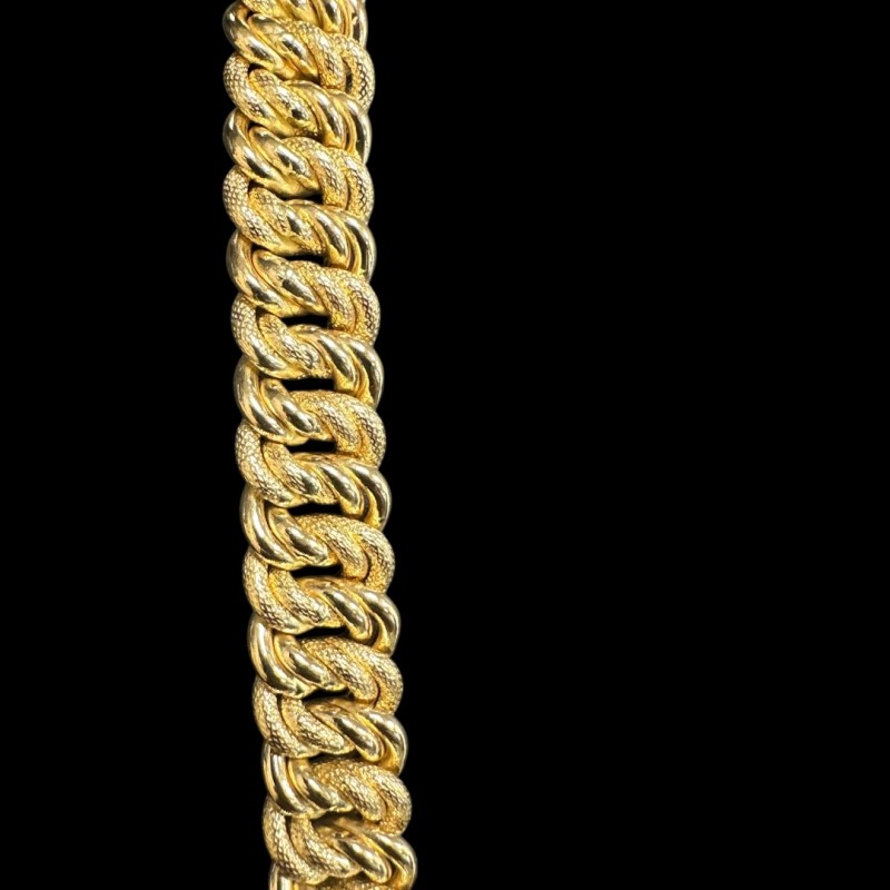 COLLIER MAILLE AMERICAINE LISSE & PIQUÉ -12mm- OR 18k