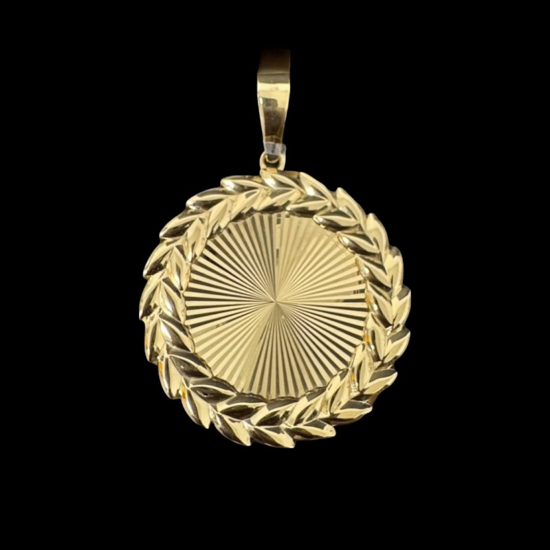 PENDENTIF CERCLE FOND SOLEIL OR 750/ml