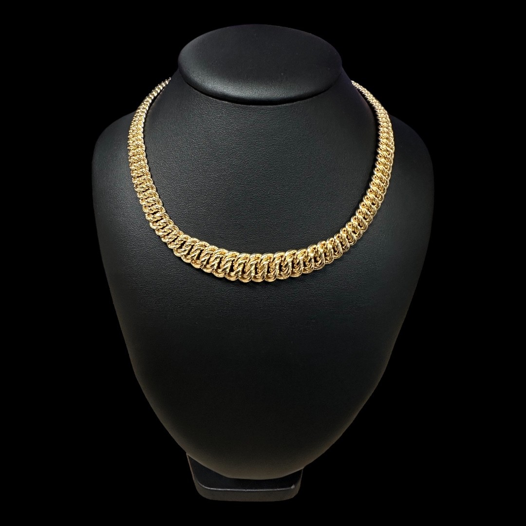 COLLIER MAILLE AMERICAINE DÉGRADÉ LISSE OR 18k