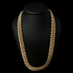 COLLIER MAILLE AMERICAINE LISSE & PIQUÉ -14mm- OR 18k