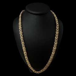 COLLIER MAILLE MACARON LISSE & PIQUÉ -10mm- OR 18k