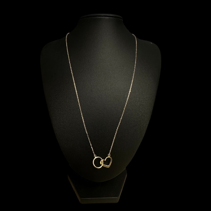 COLLIER PENDENTIF CERCLE - COEUR OR 18K