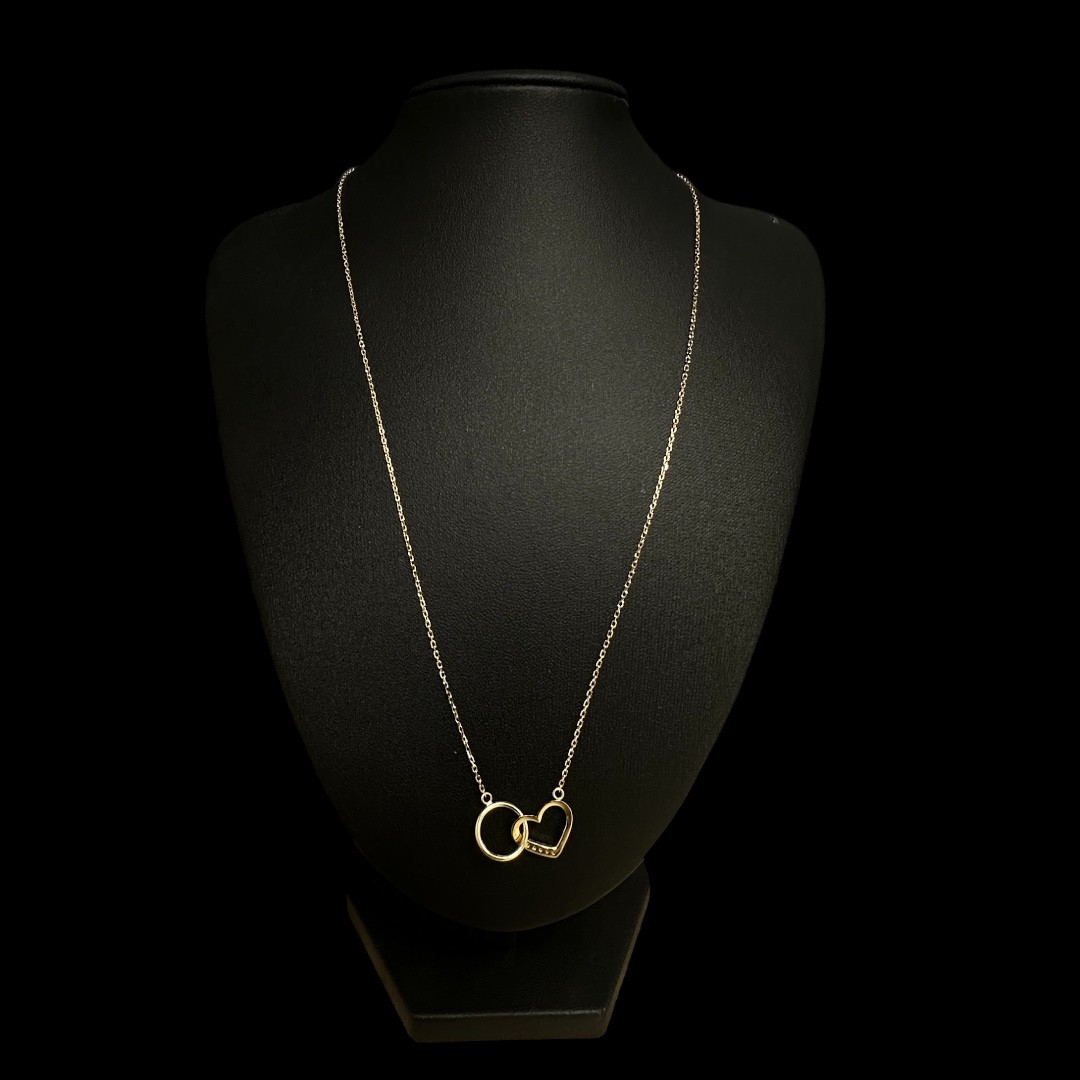 COLLIER PENDENTIF CERCLE - COEUR OR 18K