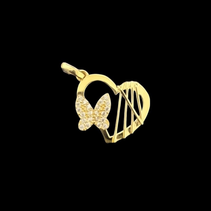PENDENTIF COEUR PAPILLON OR 750/ml