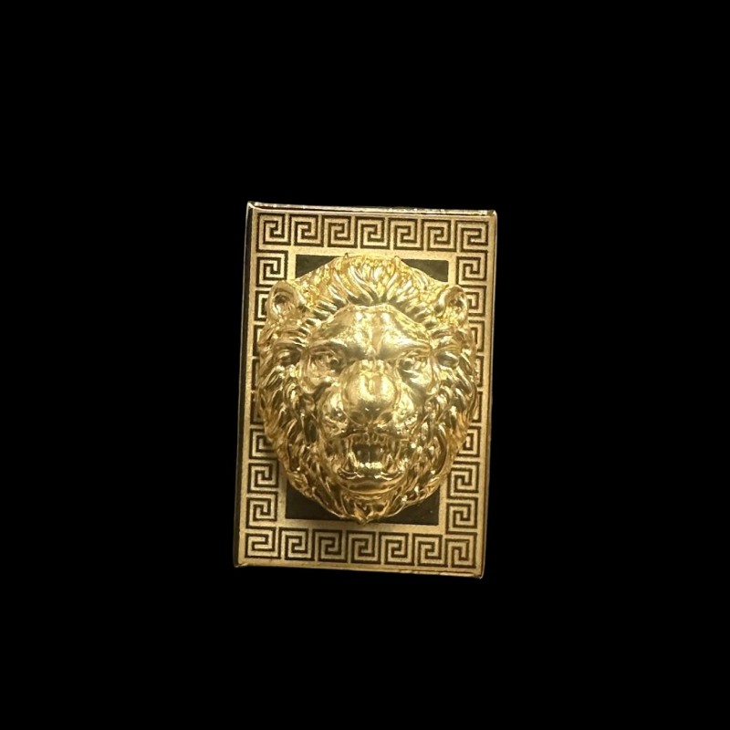 CHEVALIERE RECTANGLE TETE DE LION OR 18K