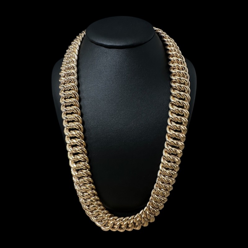 COLLIER MAILLE AMERICAINE LISSE -22mm- OR 18k