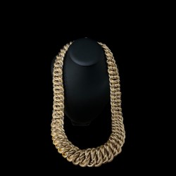 COLLIER MAILLE AMERICAINE LISSE & PIQUÉ -30mm- OR 18k