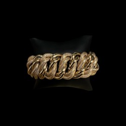 BRACELET MAILLE AMÉRICAINE LISSE & PIQUÉ -30mm- OR 18k