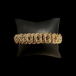 BRACELET MAILLE AMÉRICAINE LISSE & PIQUÉ -20mm- OR 18k