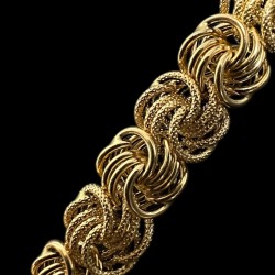 COLLIER MAILLE MACARON LISSE & PIQUÉ -10mm- OR 18k