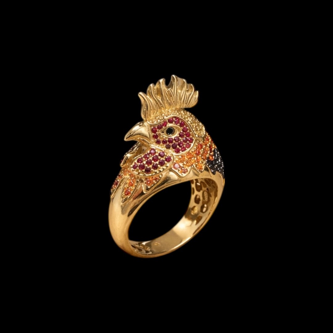 CHEVALIERE COQ PIERRE OR 18K