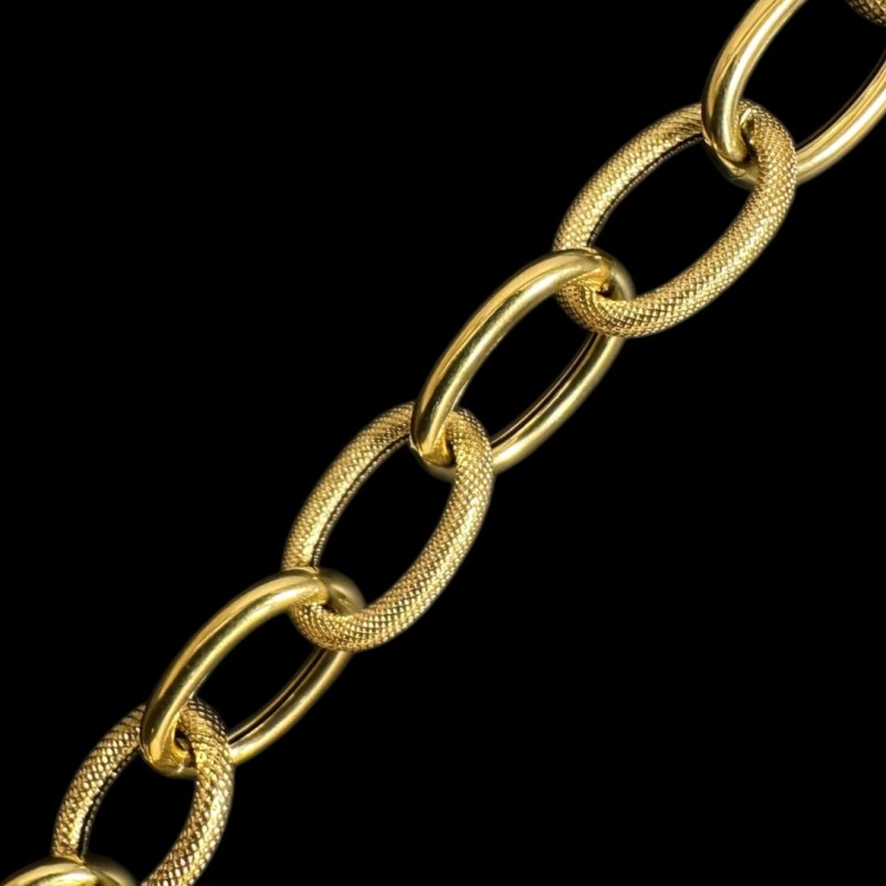 COLLIER FORÇAT LISSE & PIQUÉ 12mm OR 18K