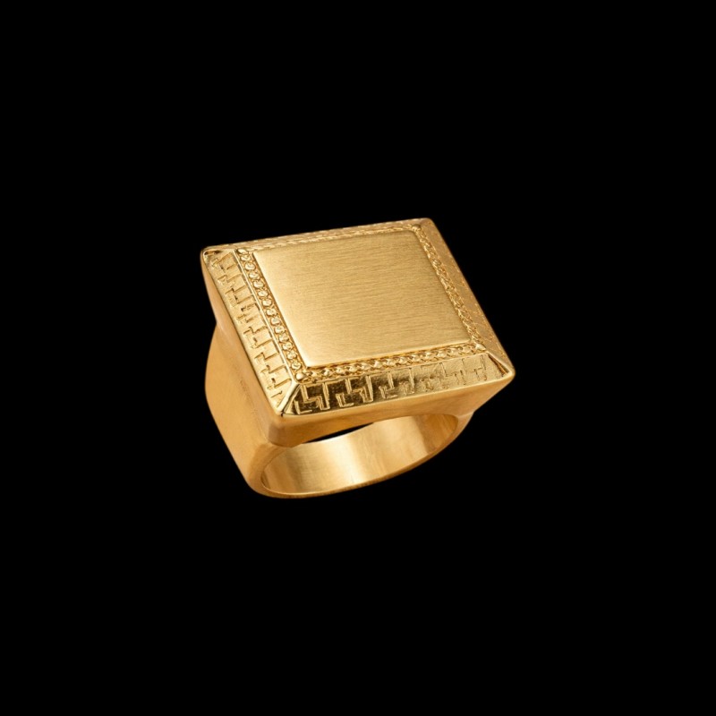 CHEVALIERE CARREE BISCUIT OR 18K