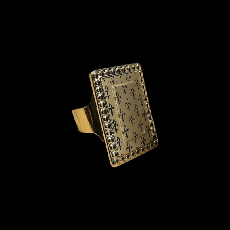 CHEVALIÈRE RECTANGLE LYS OR 18K