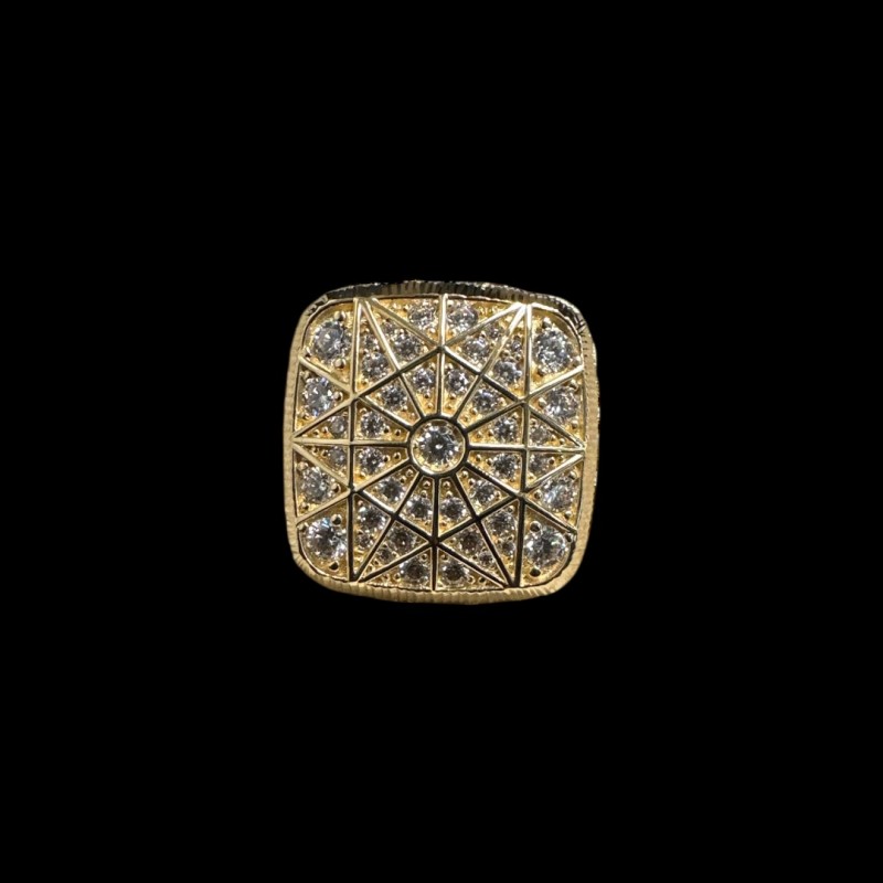 CHEVALIÈRE CARREE PIERRE OR 18K