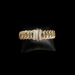 BRACELET MAILLE AMERICAINE GRAZIELLA 3ORS -20MM- 18K