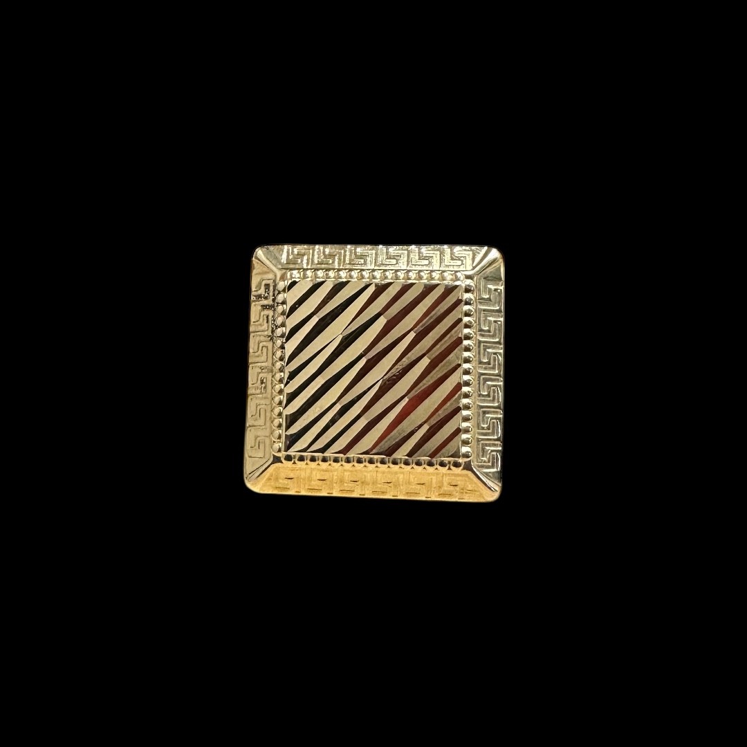 CHEVALIÈRE CARREE BISCUIT MOTIF OR 18K