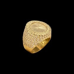 CHEVALIERE RONDE + PIERRE OR 18K