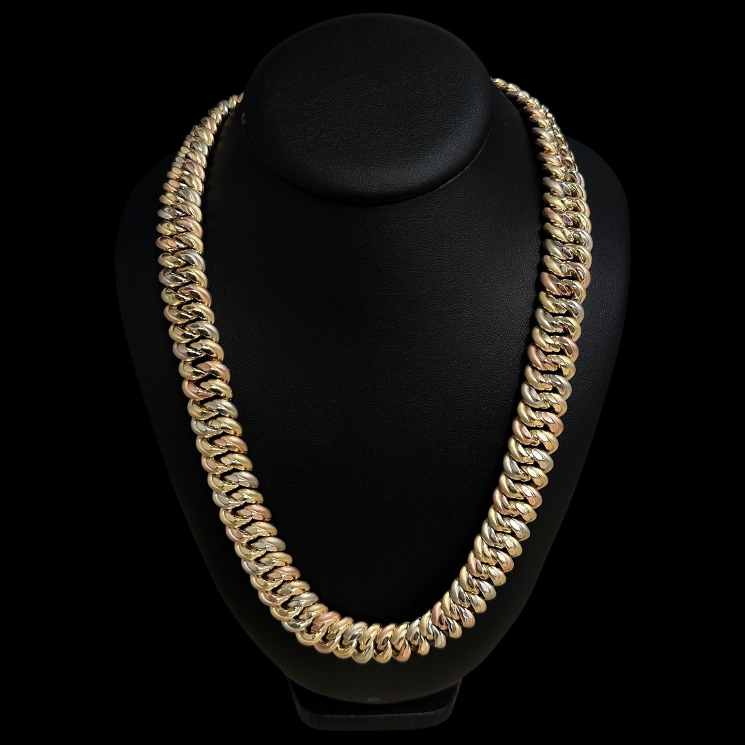 COLLIER MAILLE AMERICAINE GRAZIELLA 3ORS -15MM- OR 18K