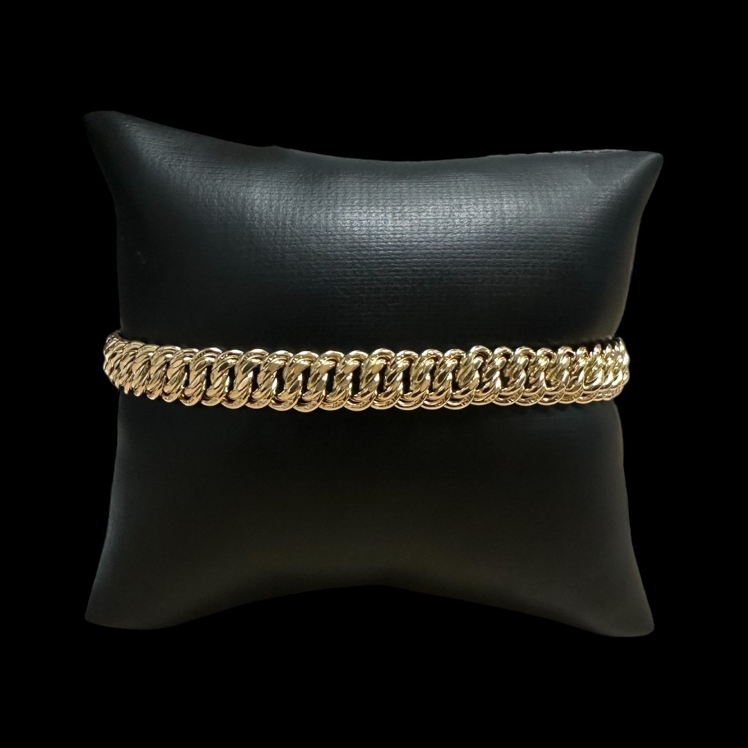 BRACELET MAILLE AMÉRICAINE LISSE -8mm- OR 18k
