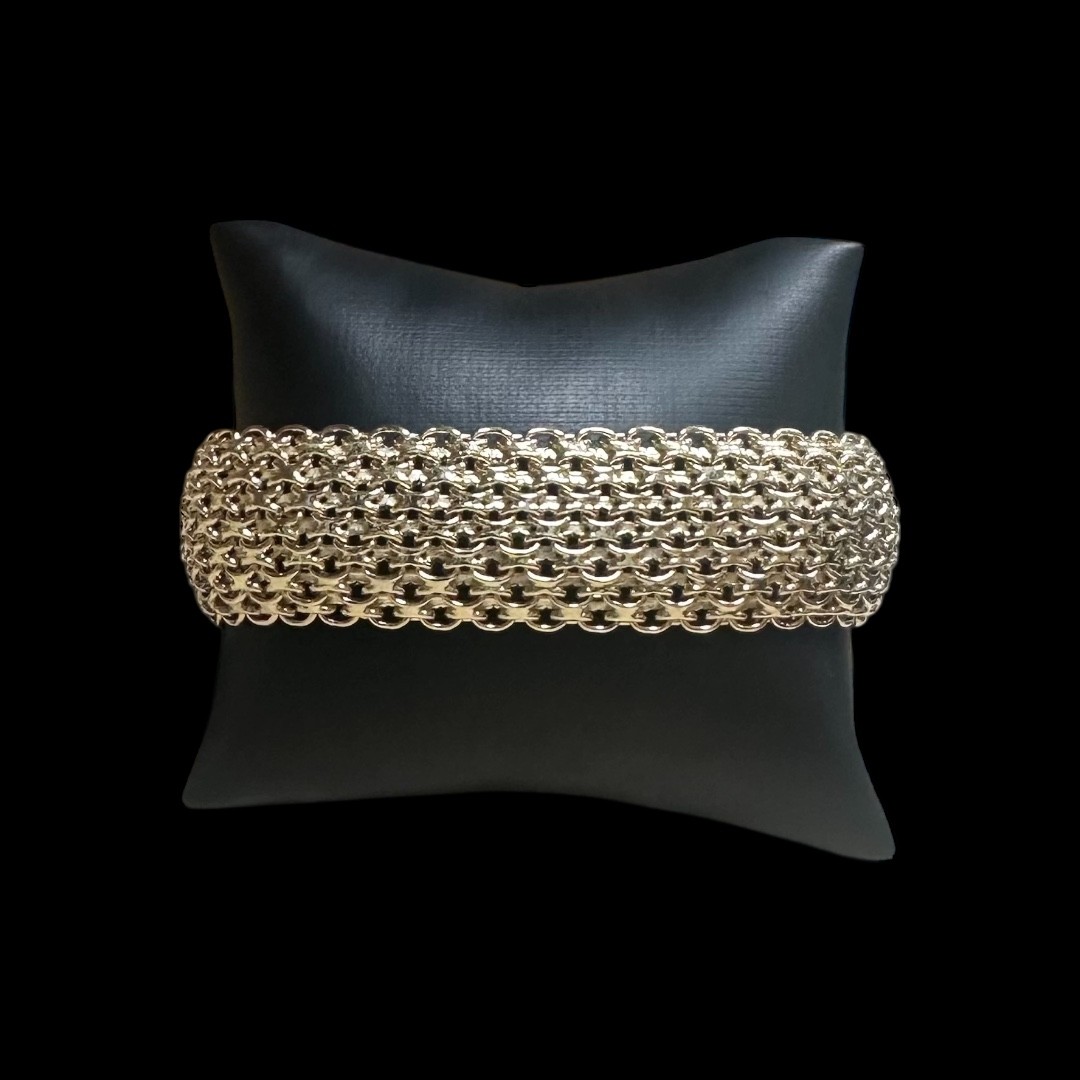 BRACELET MAILLE PAILLASSON -22mm- OR 18K