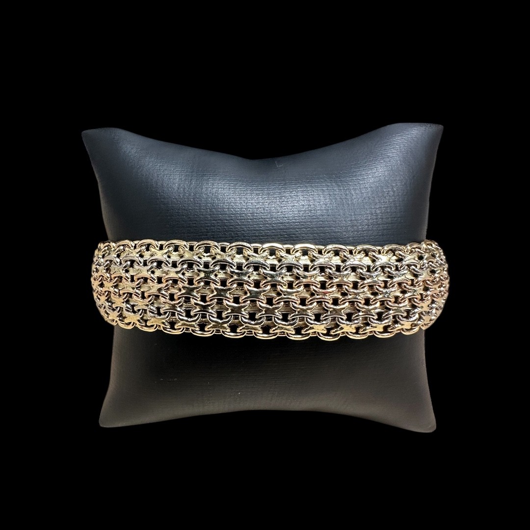BRACELET MAILLE PAILLASSON -18MM- 3ORS 18K